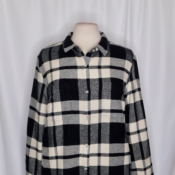 NWT!! THREAD & SUPPLY Baxter Plaid Shirt Black & Beige Buttondown Flannel Large - Picture 4 of 16